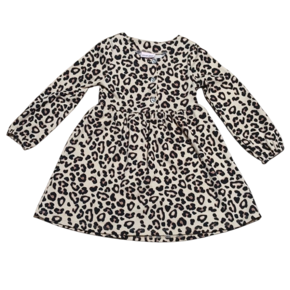 Little Lass Leopard Print Long Sleeve Dress